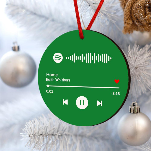 Engraved Custom Scannable Spotify Code Hanging Ornament Personalized Music Song Ornaments Green
