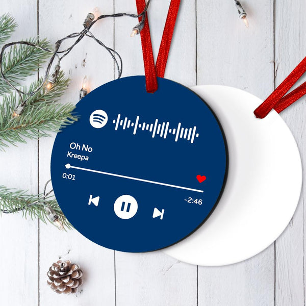 Engraved Custom Scannable Spotify Code Hanging Ornament Personalized Music Song Ornaments Blue