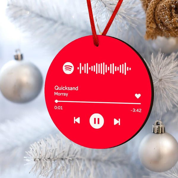 Engraved Custom Scannable Spotify Code Hanging Ornament Personalized Music Song Ornaments Red