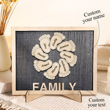 Personalized Footprint Wooden Plaques Decor Sign Family Names Desk Plaque Gifts for Family