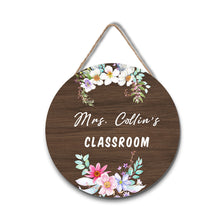Custom Name Vintage Flower Door Hanger, Teacher Name Sign -SantaSocks 