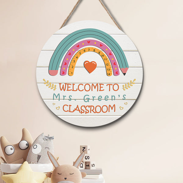 Custom Rainbow Teacher Door Sign, Welcome Sign Gift for Teacher -SantaSocks 
