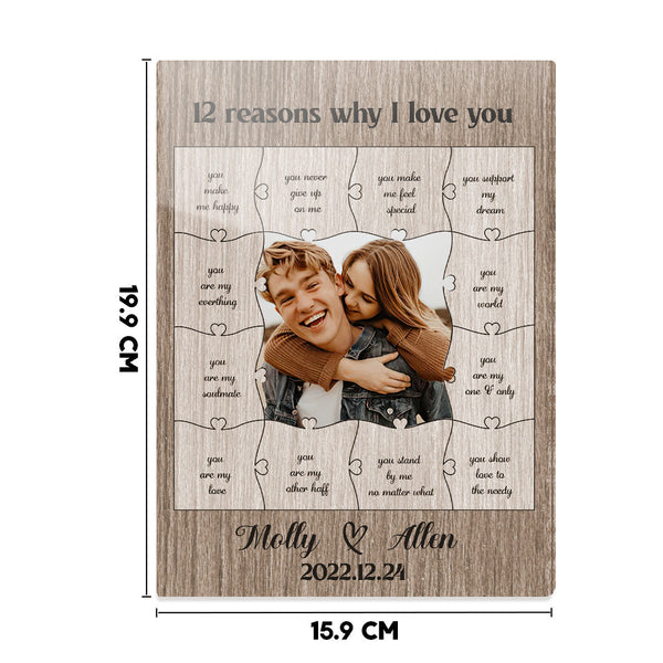 12 Reasons Why I Love You with Acrylic Photo Plaque Personalized Valentine's Day or Romantic Anniversary Gift for Boyfriend