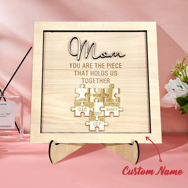 You Are the Piece That Holds Us Together Personalized Mom Puzzle Plaque Mother's Day Gift - SantaSocks