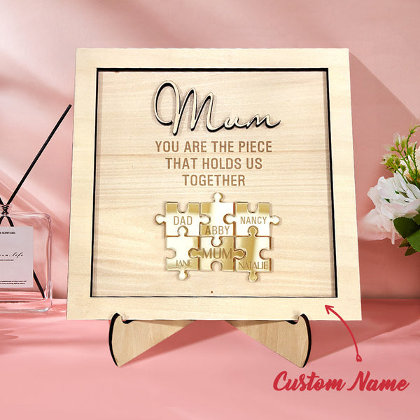 You Are the Piece That Holds Us Together Personalized Mum Puzzle Plaque Mother's Day Gift - SantaSocks