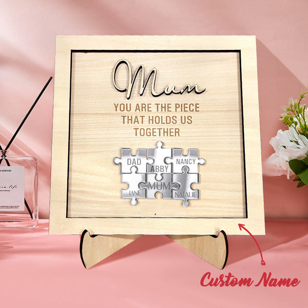 You Are the Piece That Holds Us Together Personalized Mum Puzzle Plaque Mother's Day Gift - SantaSocks