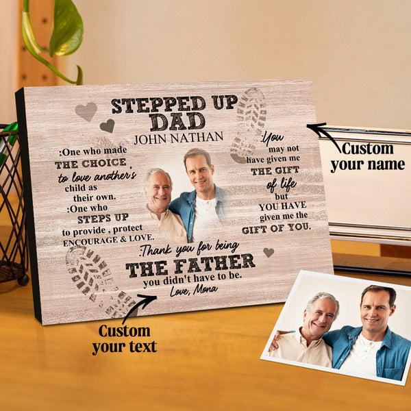 Personalized Dad Picture Frame Custom Stepped Up Dad Sign Father's Day Gift - SantaSocks