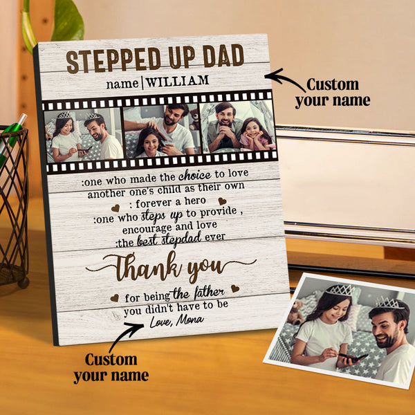Personalized Desktop Picture Frame Custom Stepped Up Dad Film Sign Father's Day Gift - SantaSocks