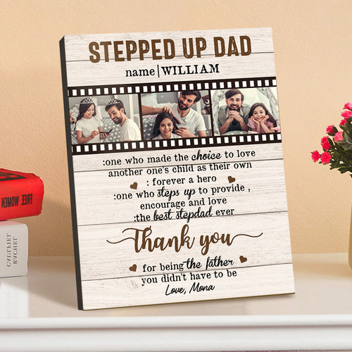 Personalized Desktop Picture Frame Custom Stepped Up Dad Film Sign Father's Day Gift - SantaSocks