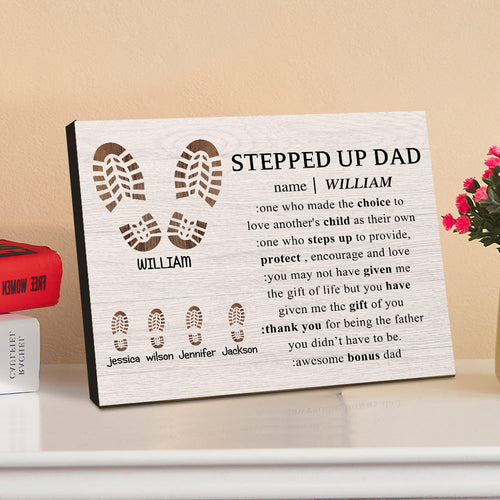 Personalized Footprint Picture Frame Custom Stepped Up Dad Sign Father's Day Gift - SantaSocks