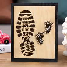 Personalized Footprints Wooden Frame Custom Family Member Names Father's Day Gift - SantaSocks