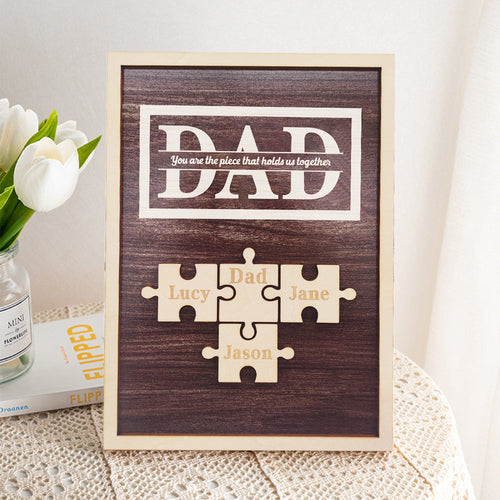 Personalized Dad Puzzle Plaque You Are the Piece That Holds Us Together Gifts for Dad - SantaSocks