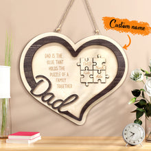 Personalized Wooden Heart Puzzle Sign Father's Day Gift for Dad - SantaSocks