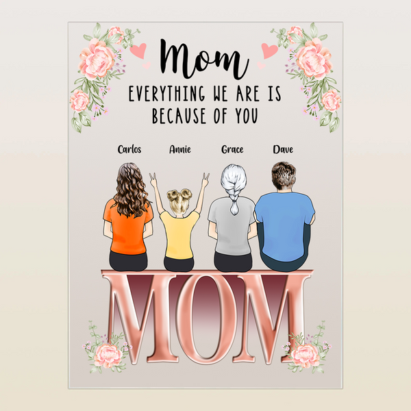 Gifts for Mom Personalized Acrylic Plaque Lamp Family Together