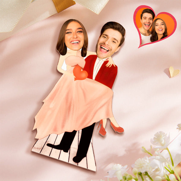 Personalized Plaque Carry Your Love Caricature Couple Custom Face MiniMe Decor Gift for Lover