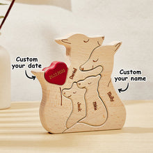 Personalized Wooden Fox Custom Family Member Names Puzzle Home Decor Gifts - SantaSocks