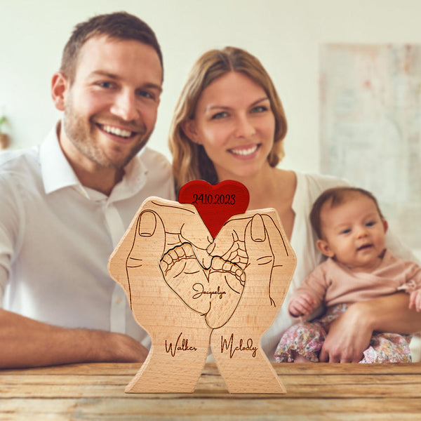 Personalized Wooden Baby Feet Custom Family Member Names Date Puzzle Home Decor Gifts - SantaSocks