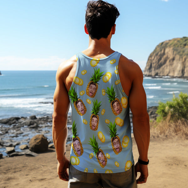 Custom Face Tank Tops Men's Sleeveless Shirt Big Pineapple - SantaSocks