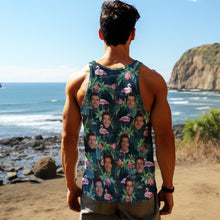Custom Face Tank Tops Men's Sleeveless Shirt Leaves & Flamingo - SantaSocks