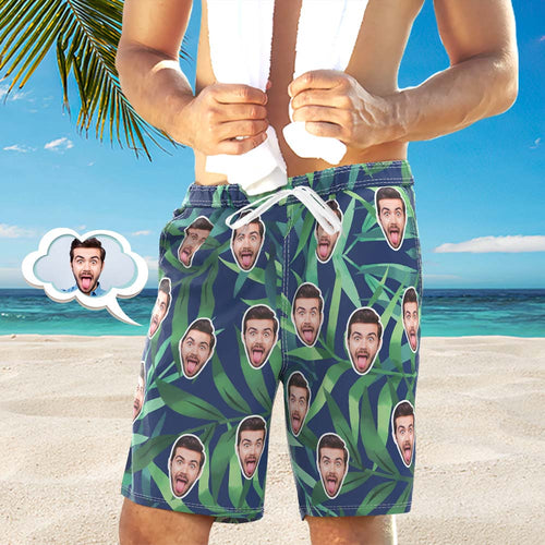 Personalized Face Photo Lounge Shorts Swim Trunks Funny Gifts For Him Unique Gift