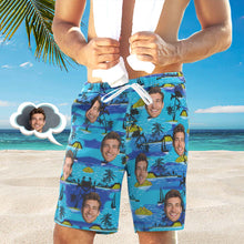 Men's Custom Face Beach Trunks All Over Print Photo Shorts - Tropical Island