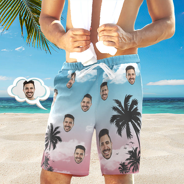 Custom Face Hawaiian Set Personalized Men's Photo Set Vacation Party Gift