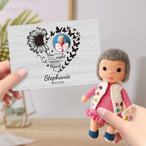 Custom Crochet Doll Gifts Handmade Mini Dolls Look alike Your Photo with Custom Memorial Card for Her - SantaSocks