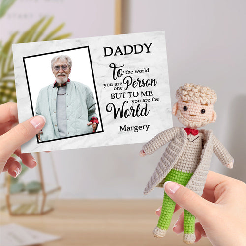 Custom Crochet Doll Handmade Mini Dolls Look alike Your Photo with Personalized Card Gifts for Father - SantaSocks