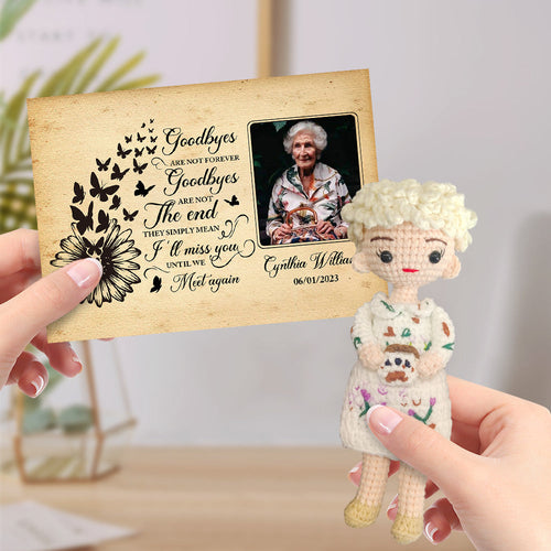 Custom Crochet Doll from Photo Gifts Handmade Look alike Dolls with Personalized Name Memorial Card