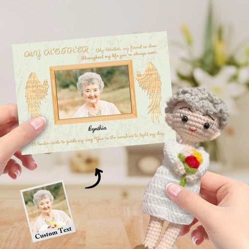 Custom Crochet Doll from Photo Handmade Look alike Dolls Gifts for Mother with Personalized Name Card