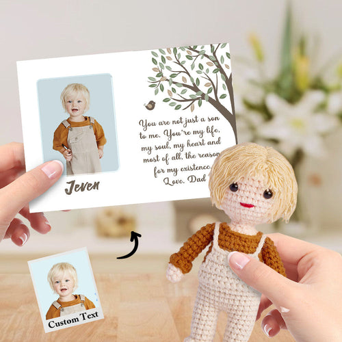 To My Son Custom Crochet Doll from Photo Handmade Look alike Dolls with Personalized Name Card