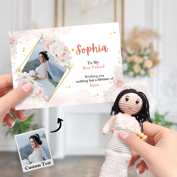 Bridal Shower Gift Custom Crochet Doll from Photo Handmade Look alike Dolls with Personalized Name Card