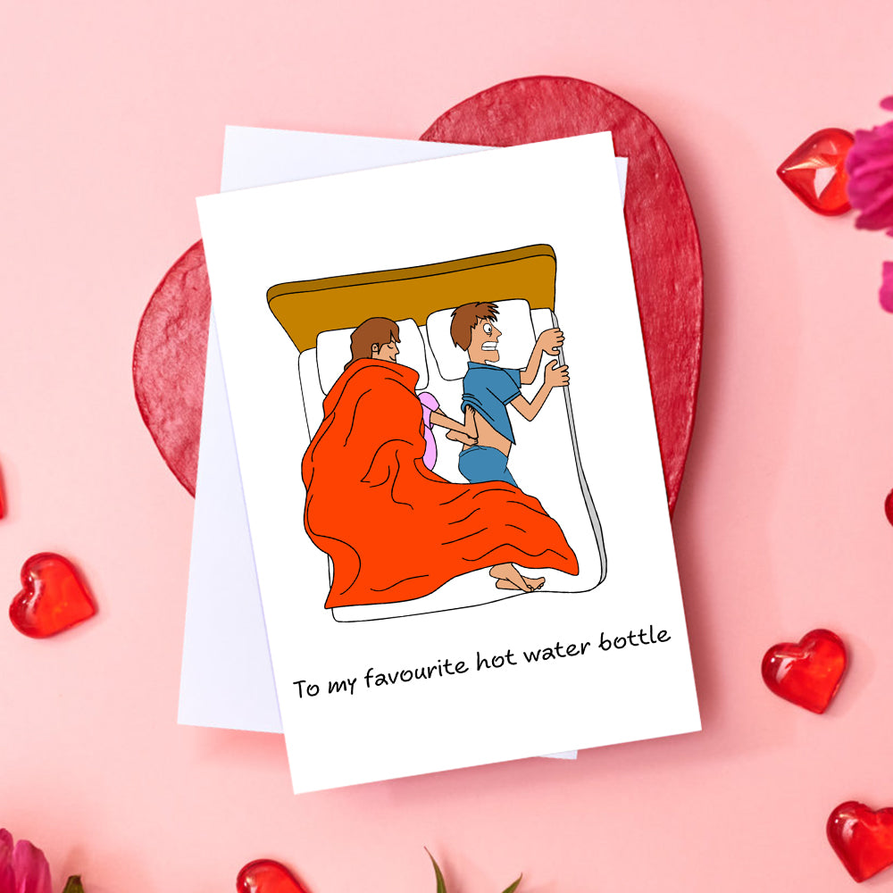 Funny Valentine's Day Greeting Card for Boyfriend Husband Cold Feet in Bed Cheeky Cute Card - SantaSocks