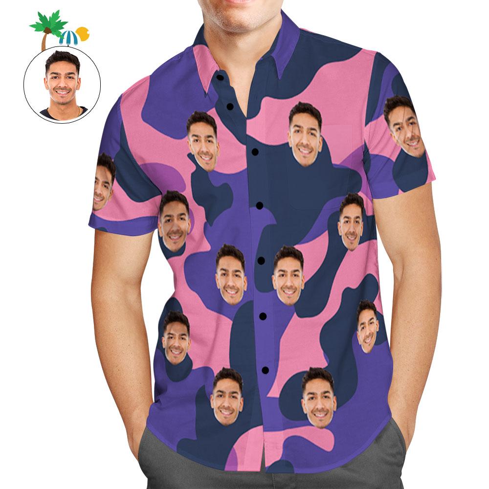 Custom Hawaiian Shirts Purple Camouflage Personalized Aloha Beach Shirt For Men