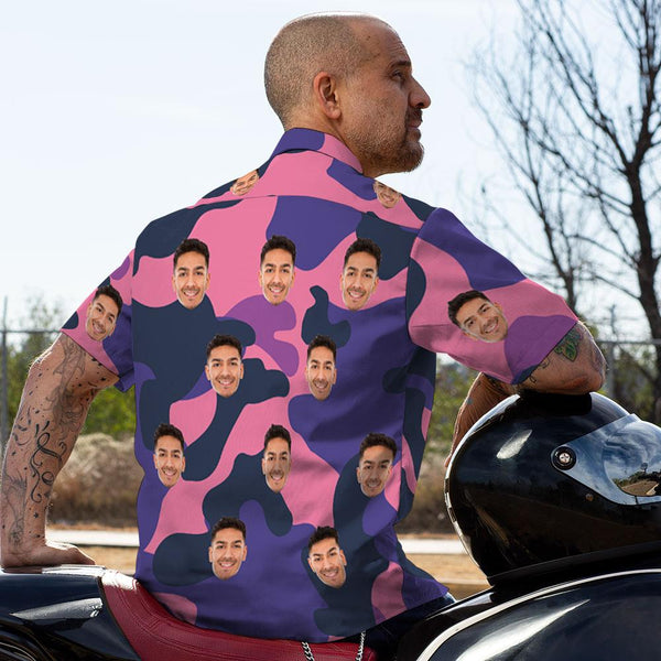 Custom Hawaiian Shirts Purple Camouflage Personalized Aloha Beach Shirt For Men