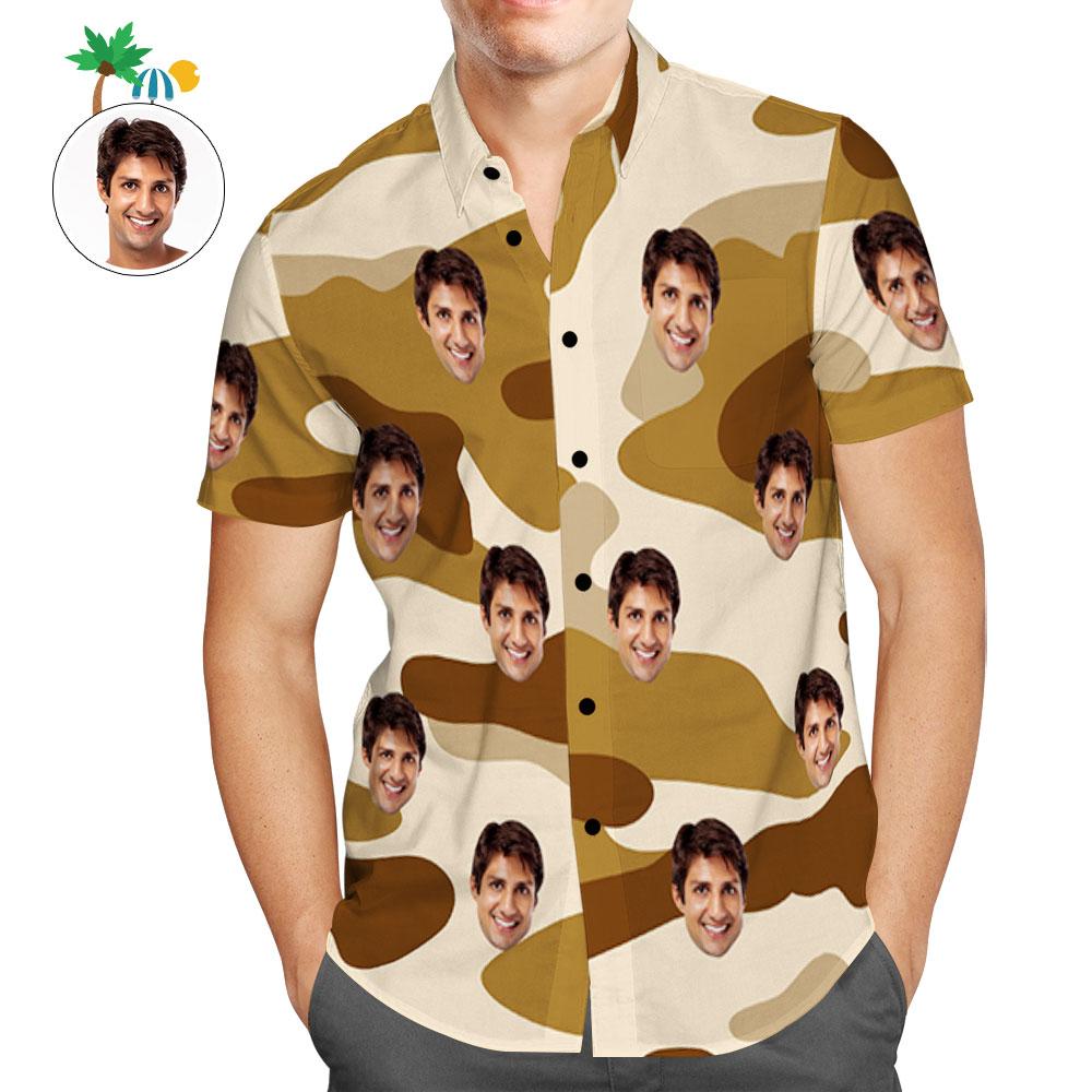 Custom Hawaiian Shirts Wheat Camouflage Personalized Aloha Beach Shirt For Men
