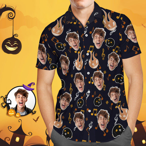 Custom Funny Face Hawaiian Shirt Halloween Photo Shirt Halloween Drama Gift