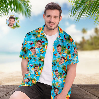 Personalised Face Hawaiian Shirts Flower Shirts UK Golf Outfits.