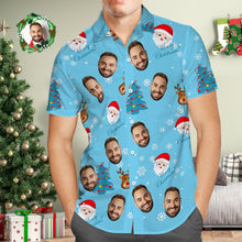 Custom Face Hawaiian Shirt Personalized Photo Blue Hawaiian Shirts Merry Christmas