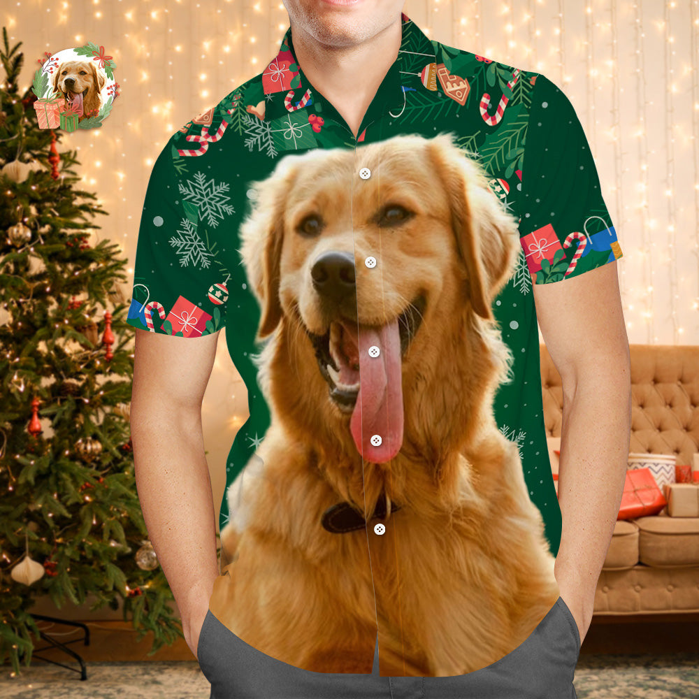 Custom Face Hawaiian Shirts Personalised Photo Gift Men's Christmas Shirts Gift for Pet Lovers