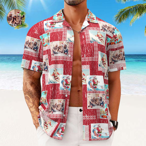 Custom Photo Hawaiian Shirts Personalized Photo Gift Men's Christmas Shirts Happy Family