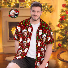 Custom Face Hawaiian Shirts Personalized Photo Gift Men's Christmas Shirts Merry Christmas Gift