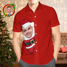 Custom Face Hawaiian Shirts Personalized Photo Gift Men's Christmas Shirts Santa Claus Red Shirt