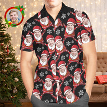 Custom Face Hawaiian Shirts Personalized Photo Gift Men's Christmas Shirts Santa Claus and Snowflake