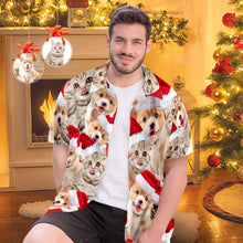 Custom Photo Hawaiian Shirts Personalized 2 Photos Christmas Gift Men's Christmas Shirts - Cute Pet