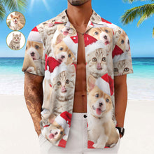 Custom Photo Hawaiian Shirts Personalized 2 Photos Christmas Gift Men's Christmas Shirts - Cute Pet