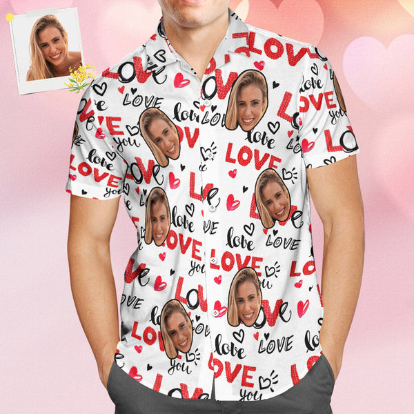 Custom Face Hawaiian Style Personalized White Shirt Couple Outfit