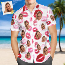 Custom Face Hawaiian Shirt All Over Print Personalized Shirt - Red lips