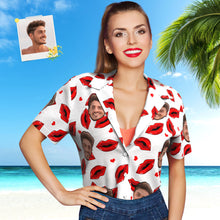 Custom Face Hawaiian Shirt for Women Funny Red Lips Personalized Gift for Her