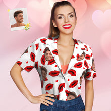 Custom Face Hawaiian Style Shirt Funny Red Lips Couple Outfit
